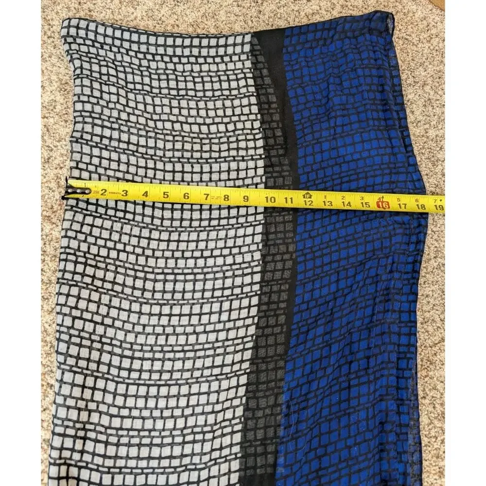 Calvin Klein Blue Black Cream Geometric Scarf 72”x 36